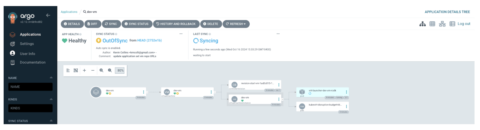 View of an OutOfSync application